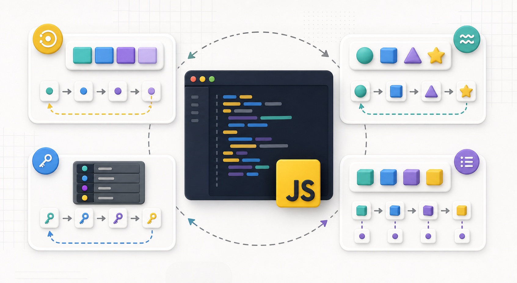 JavaScript loop concepts with for, for of, for in, and forEach